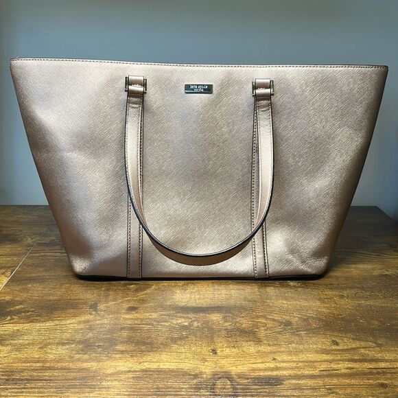 Kate Spade Handbag Large Pink Bag Purse Shoulder Pocketbook Rose Gold FLAWS - Picture 1 of 16